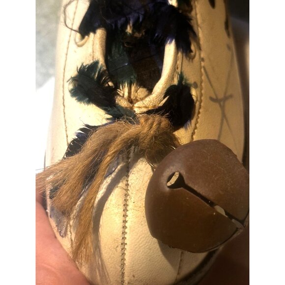 Ice Skate Hand Painted Snow Design Plaid Pine Foliage Fabric Accent Jingle Bell - Picture 8 of 8